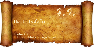 Hohl Iván névjegykártya