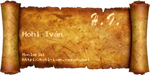Hohl Iván névjegykártya
